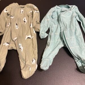 Carter's Kids One Piece Footies - Olive and Aqua